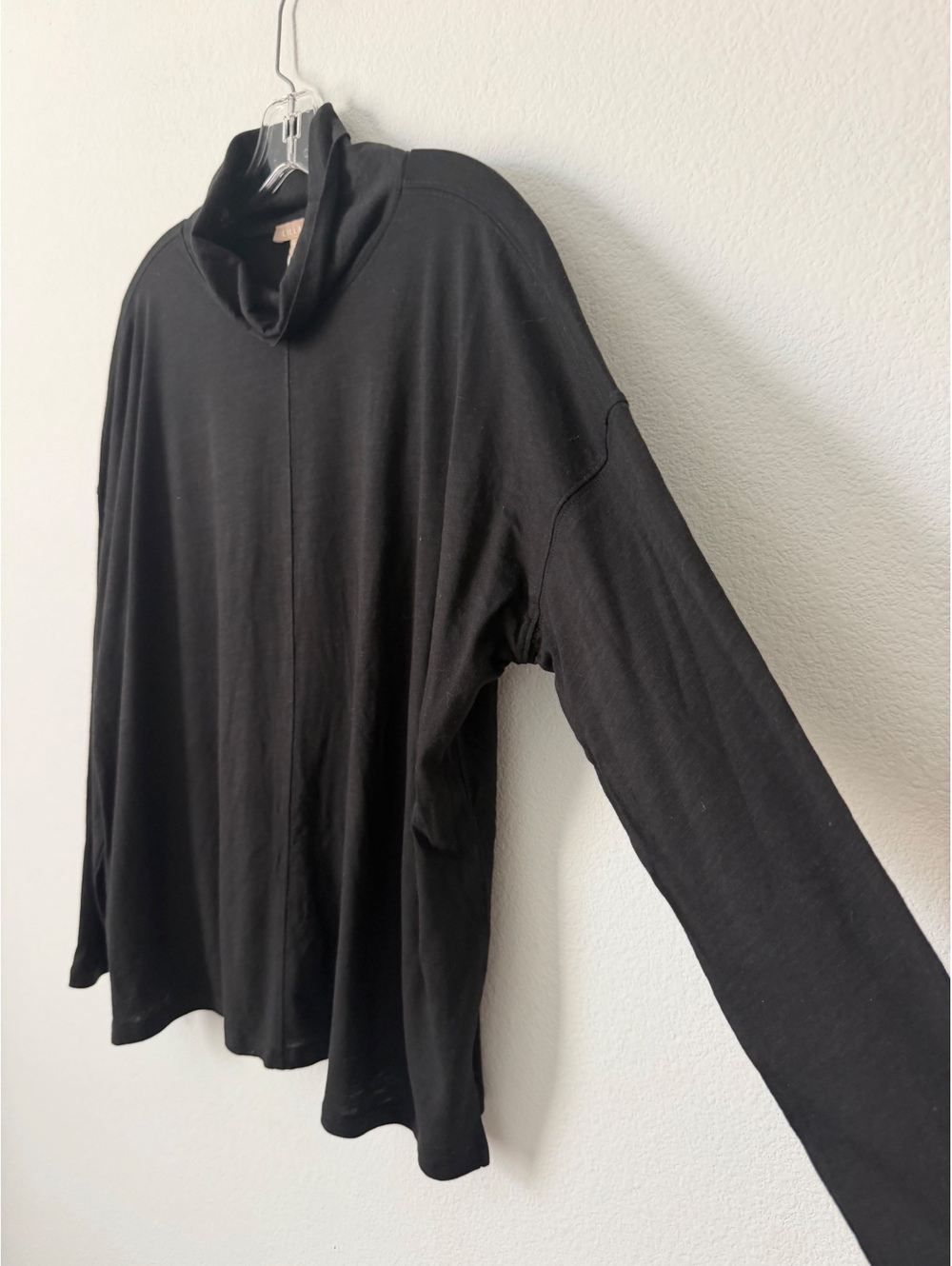 Lilla P NWT Long Sleeve Mock Neck Black Stretch Blouse Women's Size L - Picture 4 of 7
